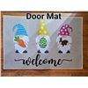 Image 1 : Decorative gnome-themed easter welcome mat, durable and easy to clean, new.