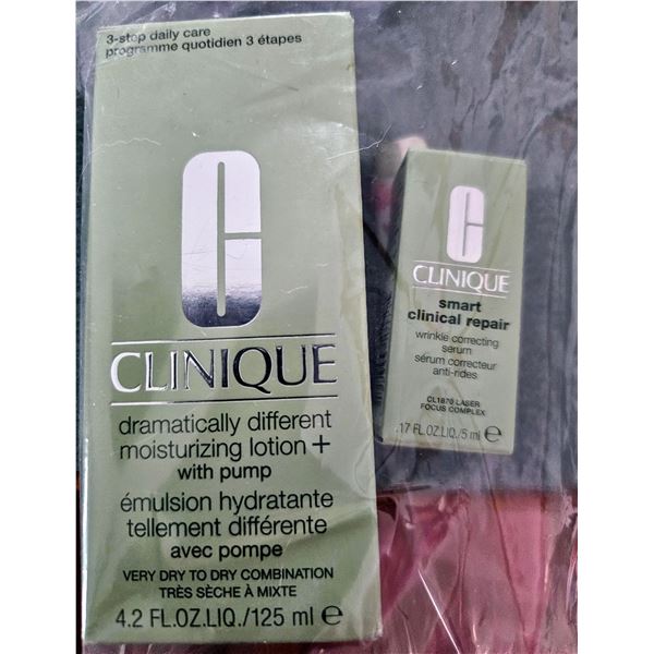 Clinique 3-step hydrating lotion and wrinkle correcting serum, suitable for very dry to dry combinat