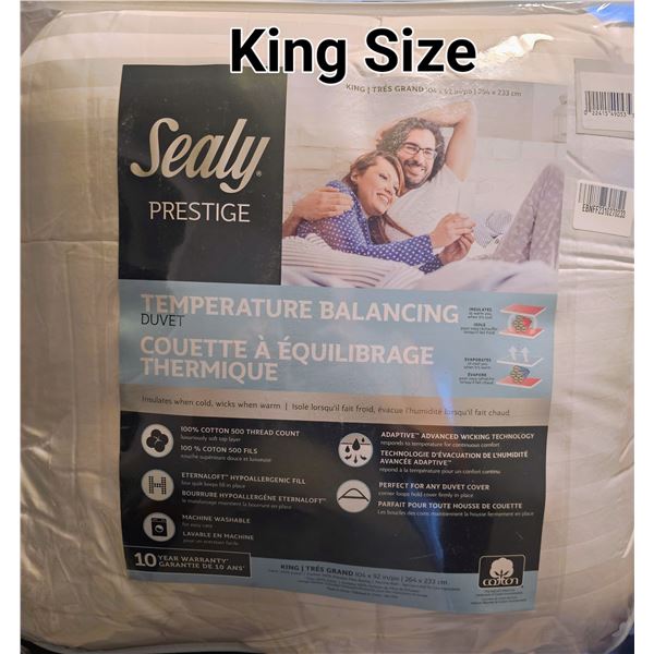 King-sized, temperature balancing with 100% cotton 500 thread count, hypoallergenic, and machine was