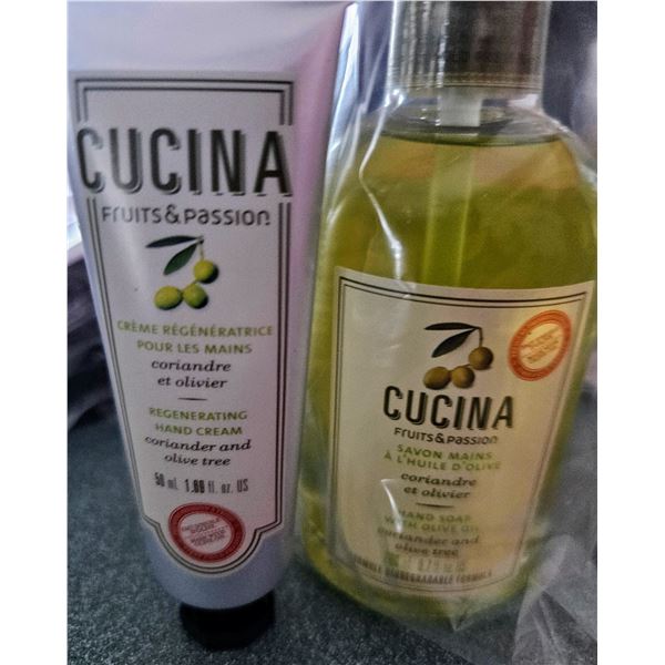 Moisturizing hand cream and olive oil infused soap, coriander scent, ideal for daily use, new.