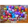 Image 1 : Set of 100 colorful plastic eggs, perfect for Easter hunts and decorations, new.