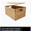 Image 1 : Natural woven hyacinth material, collapsible design for easy storage, new.