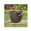 Image 1 : Decorative garden hose holder with a wicker design, weather-resistant, new.