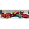 Image 1 : Collection of Colourful Newer Fiestaware Serving Platters, Mugs, Teacup 