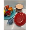 Image 4 : Collection of Colourful Newer Fiestaware Serving Platters, Mugs, Teacup 