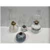 Image 1 : Collection of Four Oil Lamps 5H-14H