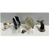 Image 1 : Glass Animal Paperweights - Polar Bear, Cow, Orca Tail, and Dragon plus Soapstone Frog