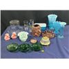 Image 1 : Collection of Blue Glass Vases and Decorative Items