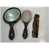 Image 2 : Antique Silver Plate Vanity Set Mirror, Brush and Comb