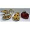 Image 1 : Vintage "gold leaf" China - Teacups & Saucers, German Plate, Candy Dish and more