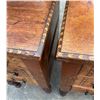 Image 3 : Set Of Antique Wooden Night Stands/End Tables with 3 Drawers and Upper Shelf  17W x 21.5D x 51H