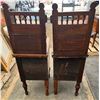 Image 4 : Set Of Antique Wooden Night Stands/End Tables with 3 Drawers and Upper Shelf  17W x 21.5D x 51H