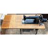 Image 1 : Antique Singer Sewing Machine with Table  49Wx19Dx39H open 40Wx19Dx39H closed
