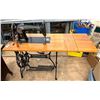 Image 2 : Antique Singer Sewing Machine with Table  49Wx19Dx39H open 40Wx19Dx39H closed