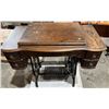 Image 1 : Antique New Ben Hur Sewing Machine Table (open 50Wx18Dx38H, closed 35Wx18Dx31H)