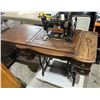 Image 2 : Antique New Ben Hur Sewing Machine Table (open 50Wx18Dx38H, closed 35Wx18Dx31H)