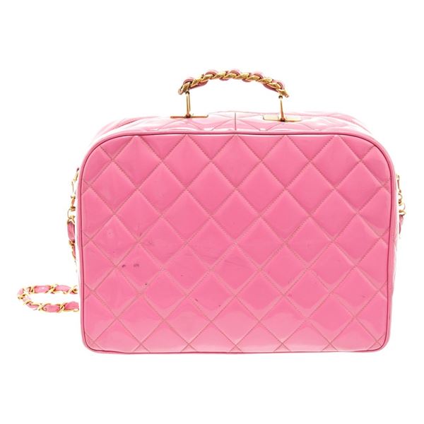 Chanel Pink Quilted Patent Leather 2-Way Bag