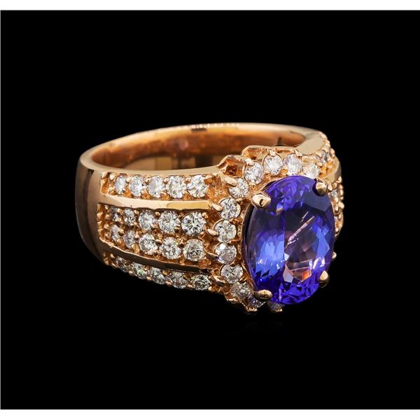 14KT Rose Gold 3.75 ctw Tanzanite and Diamond Ring