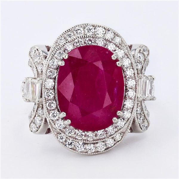 5.86 ctw Ruby and 1.23 ctw Diamond Platinum Ring