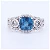 Image 2 : 1.61 ctw Aquamarine and 1.15 ctw Diamond 14K White Gold Ring