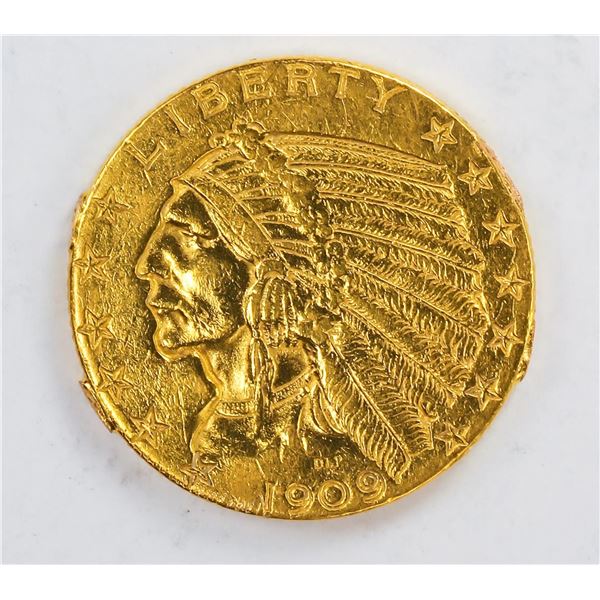 1909-D $5 Indian Head Half Eagle Gold Coin C+
