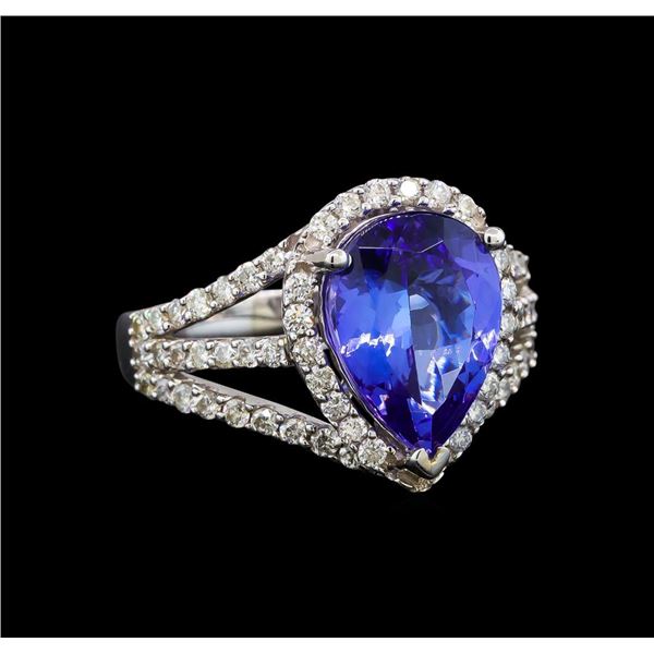 18KT White Gold 3.44 ctw Tanzanite and Diamond Ring