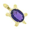 Image 1 : Vintage 14k Yellow Gold 11 ctw Oval Amethyst Diamond Turtle Tortoise Pin Brooch