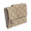 Image 2 : Gucci Beige Canvas Leather GG Suprme Compact Tab Wallet