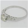 Image 3 : Vintage 14K White Gold .70 ctw Transitional Cut Diamond Solitaire Engagement Rin