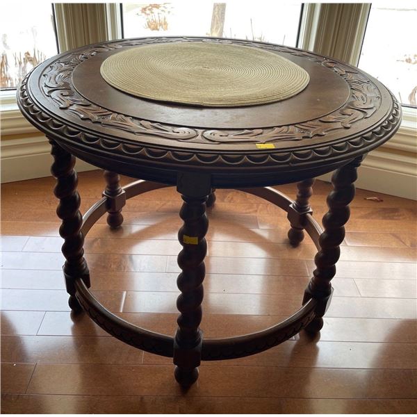 Art Nouveau Style Oak Barley Twist Side Table 26Lx26DX18.5H