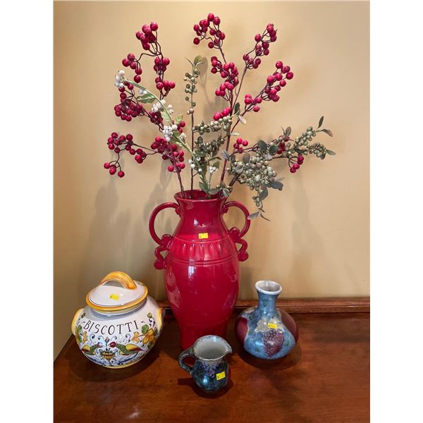 Assorted Inside Home Decor - Biscotti Jar, Decorative Urn, Ceramic Pottery 