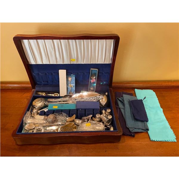 Assorted Silver Plated Items In Wooden Case