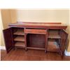 Image 5 : Antique Art Nouveau Style Hand Crafted Solid Wood 2 Cabinet 1 Drawer Hutch  68.5Lx22Dx39H