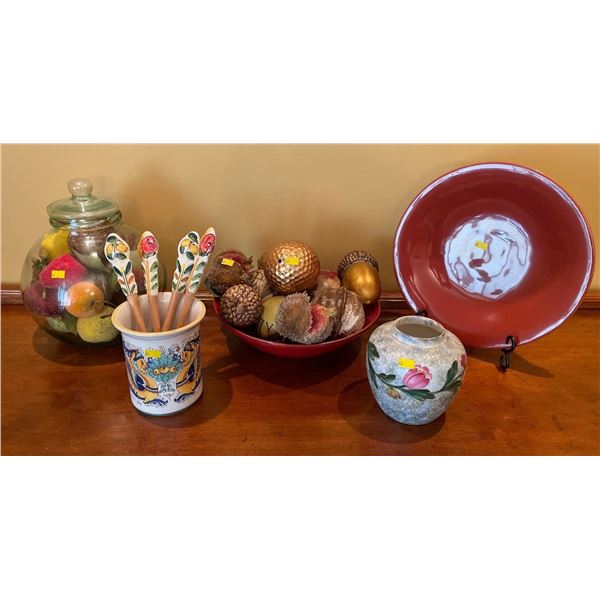 Assorted Collection Of Inside Home Decor - Decorative Plate, Salad Set & More