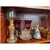 Image 2 : Contents Of Entire Shelf - Wedgewood, Bohemian Red Glass, Vases, & More