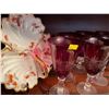 Image 2 : Contents Of Entire Shelf - Red Bohemian Goblets, Crystal Bowls, Decorative Mirrors & More