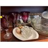 Image 4 : Contents Of Entire Shelf - Red Bohemian Goblets, Crystal Bowls, Decorative Mirrors & More