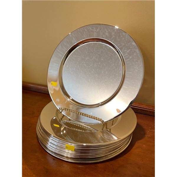 12 Silver Plated On Steel Charger Serving Plates