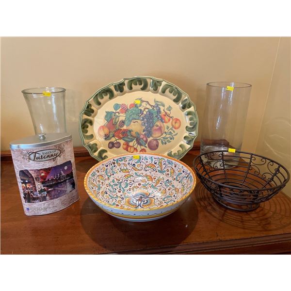Assorted Collection Of Inside Home Decor - Handmade In Italy Serving Bowl, Serving Tray & More