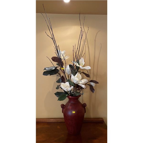 Artificial Southern Magnolia In Red Ceramic Container 20Lx18Dx47H