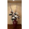 Image 1 : Artificial Southern Magnolia In Red Ceramic Container 20Lx18Dx47H