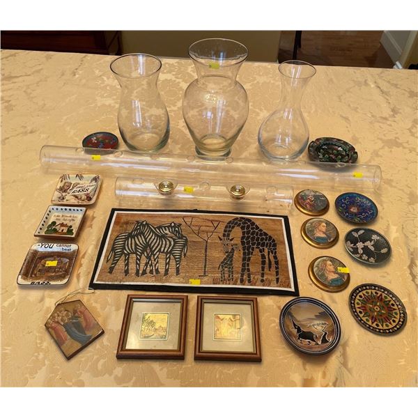 Assorted Home Decor - Vases 11H, Candle Holders, & More