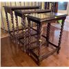 Image 1 : Victorian Barley Twist Antique Oak Nesting Tables 25Lx15Dx25H