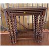 Image 4 : Victorian Barley Twist Antique Oak Nesting Tables 25Lx15Dx25H