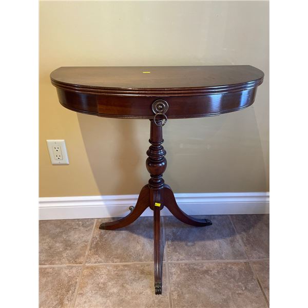 Antique Mahogany Half Moon Entry Table With Metal Claw Feet