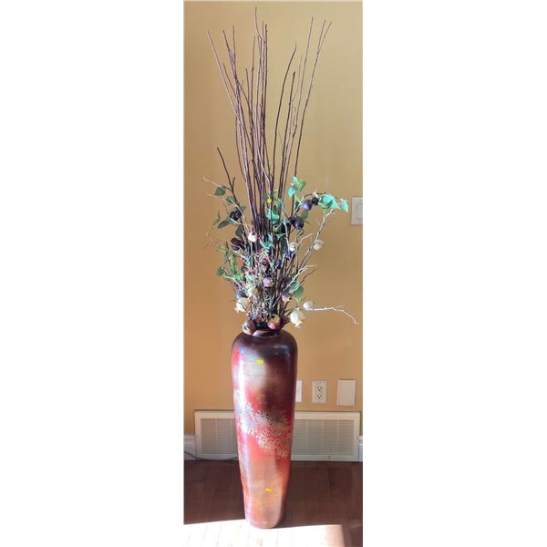 Artificial Plum, Apple, & Branch Decor In Pottery Vase 18Lx23Dx75H