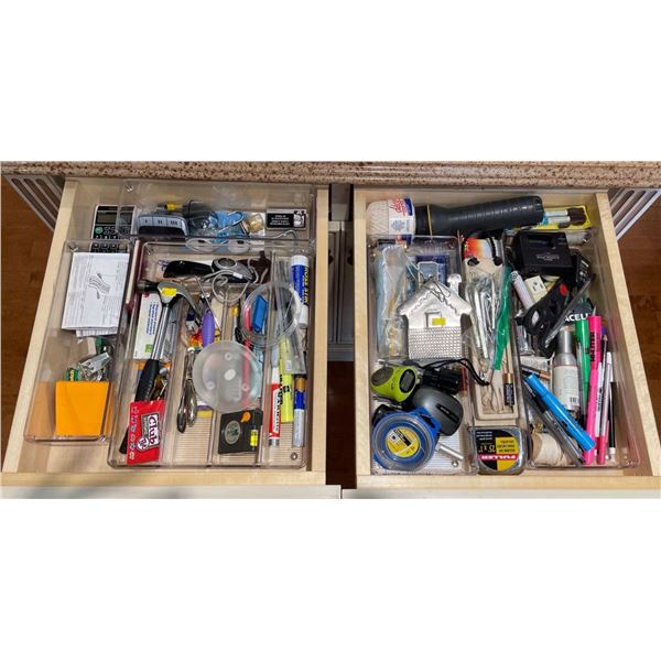 Entire Contents of 2 Drawers - Flashlight, Stationary, Tools & More