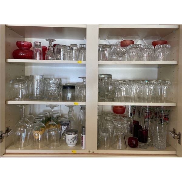 Entire Contents Of Cupboard - 3 Shelves In Total - Martini Glasses, Cocktail Glasses, & More