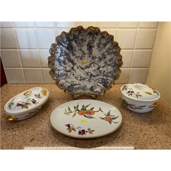 Royal Worcester Fine Porcelain Tableware, & Seashell Serving Platter