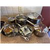 Image 1 : Assorted Collection Of Stainless Steel Pots With Lids - Egg Poacher, Frying Pan & More